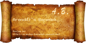 Arendás Benedek névjegykártya