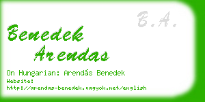 benedek arendas business card